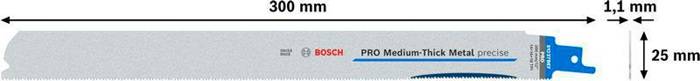 Säbelsägeblatt PRO Medium-Thick Metal precise S1237BEF L300mm B25 mm 5 St./Karte