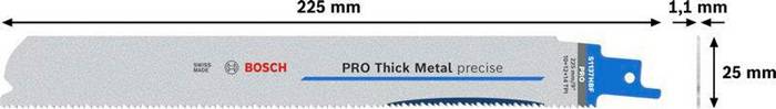 Säbelsägeblatt PRO Thick Metal precise S1137HBF L.225mm B.25mm 25 St./Karte