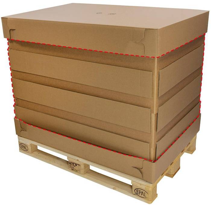 Wellpapp-Aufsatzrahmen 5-wellig Maße 1179x779x225mm Qualität 2.96 BAA + 2.70 BC