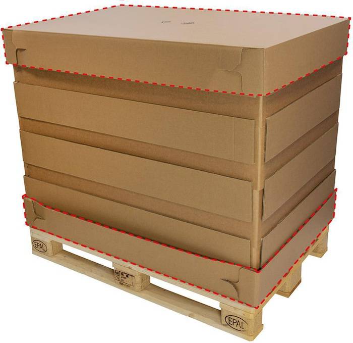 WP-Aufsatzrahmen-Deckel/Boden Maße 1210x810x150mm Qualität 2.90 BC, FEFCO 0452