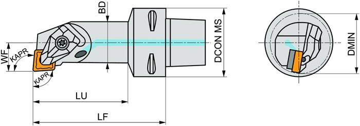 Klemmhalter ISO C4-DCLNL-17090-12 D.40mm m. Polygonkupplung Linkslauf