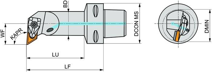 Klemmhalter ISO C4-DDUNL-17090-11 D.40mm m. Polygonkupplung Linkslauf