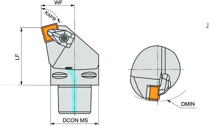 Klemmhalter ISO C4-DSKNL-27050-12 D.40mm m. Polygonkupplung Linkslauf