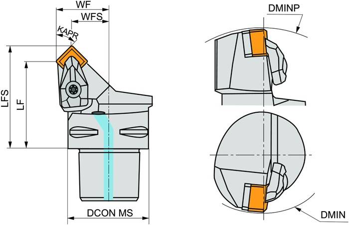 Klemmhalter ISO C4-DSSNL-27042-12 D.40mm m. Polygonkupplung Linkslauf