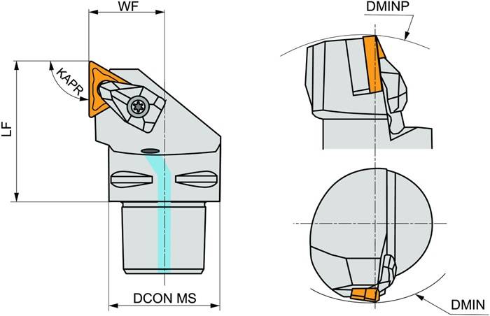 Klemmhalter ISO C4-DTJNL-27050-16 D.40mm m. Polygonkupplung Linkslauf