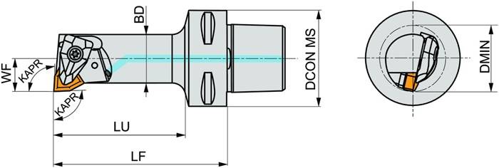 Klemmhalter ISO C4-DWLNL-13075-06 D.40mm m. Polygonkupplung Linkslauf