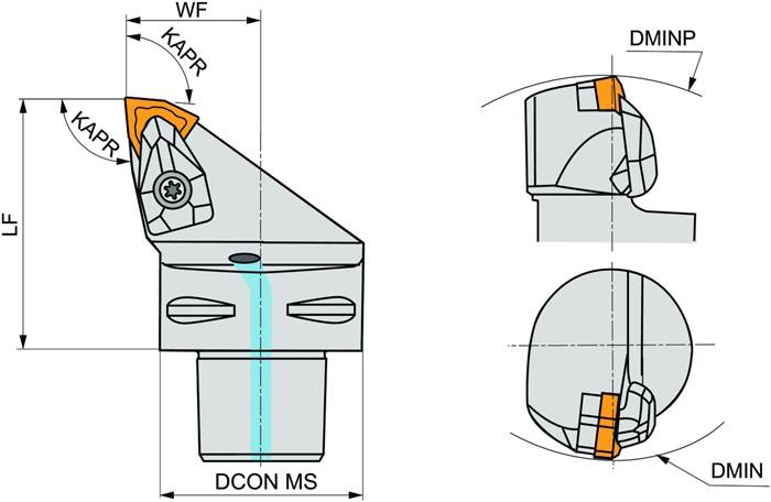 Klemmhalter ISO C4-DWLNR-27050-06 D.40mm m. Polygonkupplung Rechtslauf