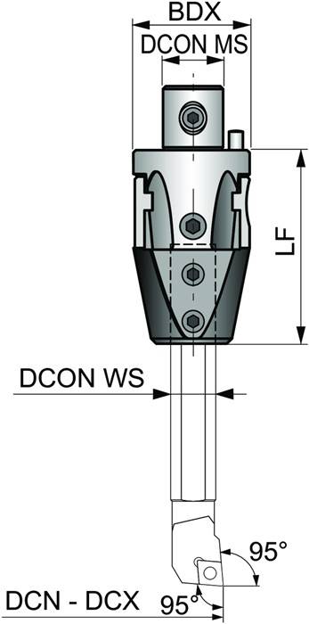 Werkzeugschaft ISO A 042 012 D.24mm Schneid-D.34mm PRAMET