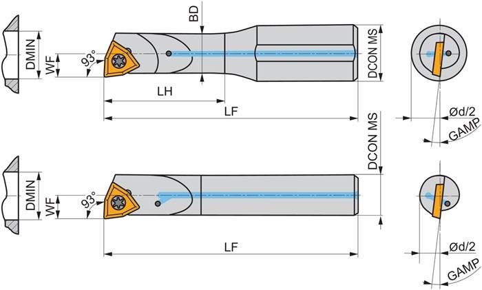Bohrstange ISO E0508H-SWUCL 02 D.8mm Linkslauf PRAMET