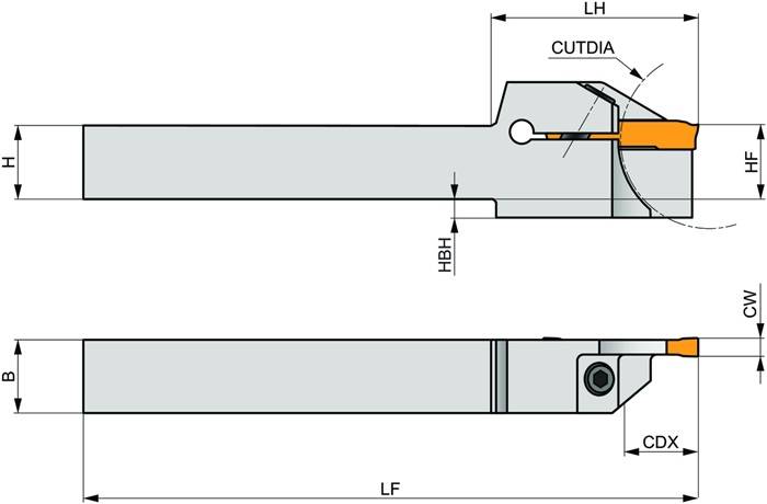 Außendrehhalter ISO GL3-S1616KFR-16-45 Einstechtiefe 16mm Rechtslauf PRAMET