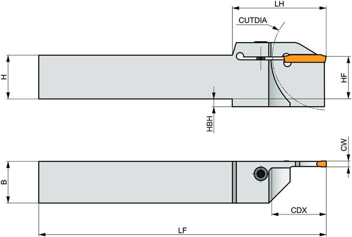 Außendrehhalter ISO GL3-S2020KFL-24-80 Einstechtiefe 24mm Linkslauf PRAMET