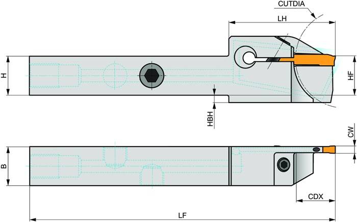 Außendrehhalter ISO GL4-A1616KFL-16-45 Einstechtiefe 16mm Linkslauf PRAMET