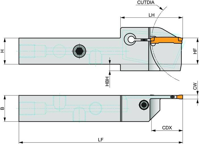 Außendrehhalter ISO GL5-A2020KFR-24-80 Einstechtiefe 24mm Rechtslauf PRAMET