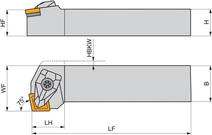 Drehwerkzeughalter ISO DCKNL 2525 M 12 Funkt.-Länge 150mm Linkslauf PRAMET