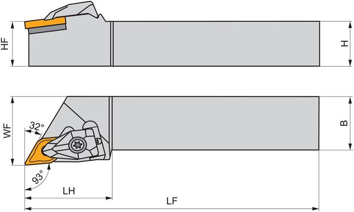 Drehwerkzeughalter ISO DDJNR 3225 P 15 Funkt.-Länge 170mm Rechtslauf PRAMET