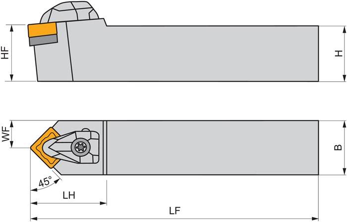 Drehwerkzeughalter ISO DSDNN 2525 M 12 Funkt.-Länge 150mm Neutral PRAMET
