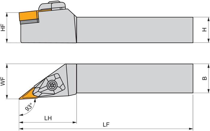 Drehwerkzeughalter ISO DVJNR 2525 M 16 Funkt.-Länge 150mm Rechtslauf PRAMET