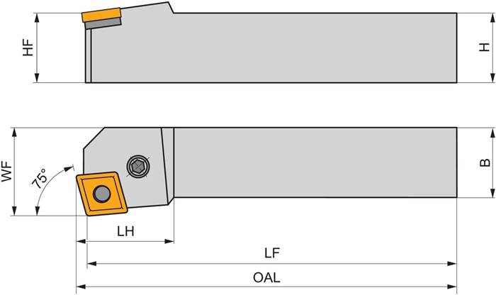 Drehwerkzeughalter ISO PCKNR 3232 P 16 Funkt.-Länge 170mm Rechtslauf PRAMET