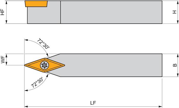 Drehwerkzeughalter ISO SVVBN 1212 F 11 Funkt.-Länge 80mm Neutral PRAMET