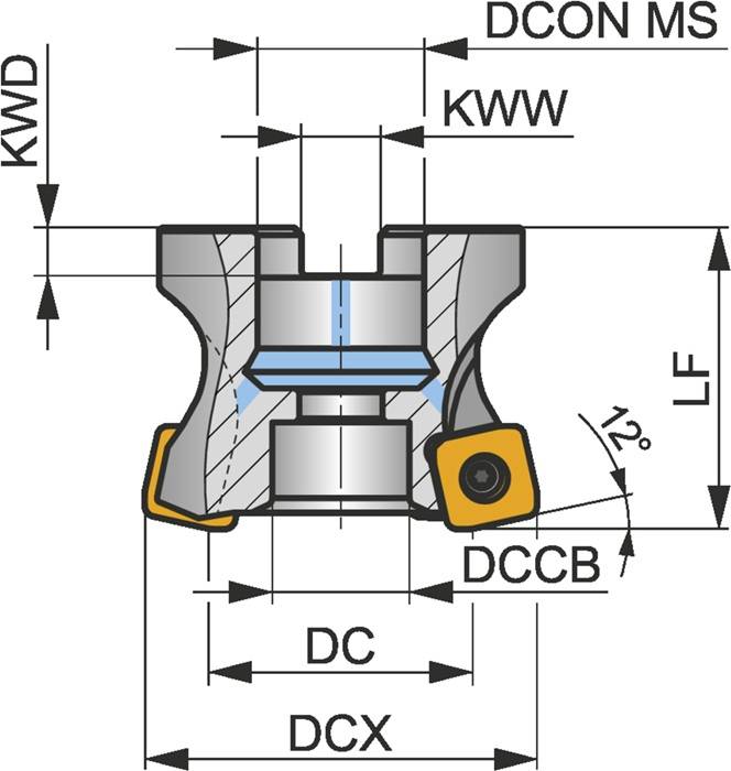 Hochvorschubfräser ISO 63A06R-SMOSO12-C D.27mm Schneid-D.63mm PRAMET