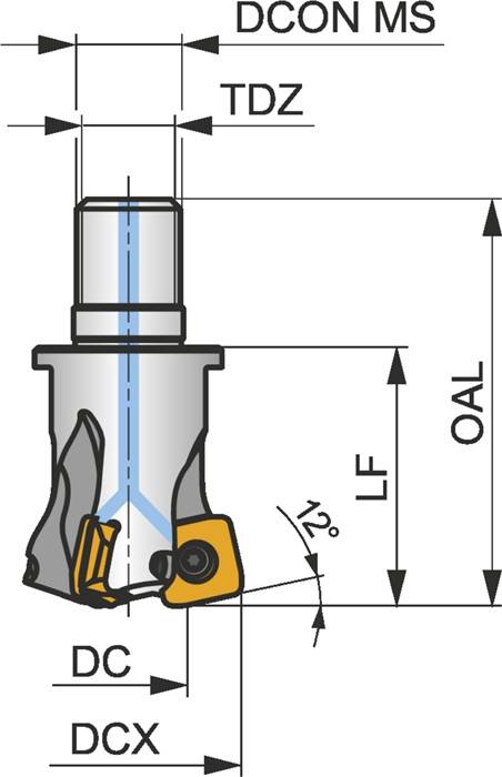 Hochvorschubfräser ISO 35E3R040M16-SSO12-C D.17mm Schneid-D.35mm PRAMET