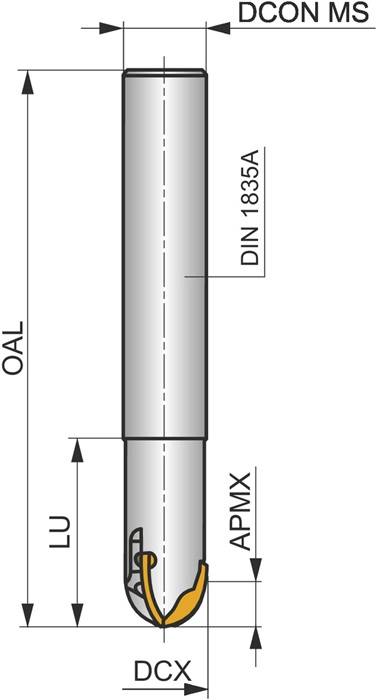 Kugelkopffräser ISO 32K3R080A32-CXP32 D.32mm Schneid-D.32mm PRAMET