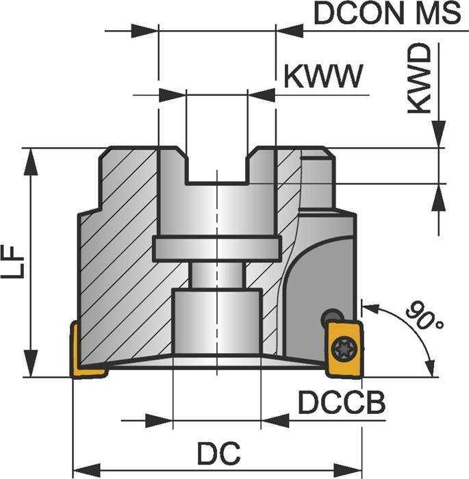 Schulterfräser ISO 40A4R-S90AP16D D.16mm Rechtslauf Schneid-D.40mm PRAMET