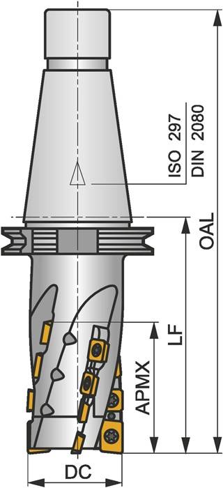 Walzenstirnfräser ISO 50J4R124X50-SSAP55+21 Schneid-D.50mm Rechtslauf PRAMET