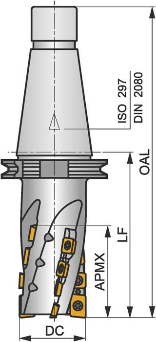 Walzenstirnfräser ISO 50J4R124X50-SSAP76-A Schneid-D.50mm Rechtslauf PRAMET