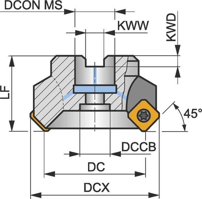 Planfräser ISO 125A08R-S45SN12Z-C D.40mm Rechtslauf Schneid-D.140mm PRAMET