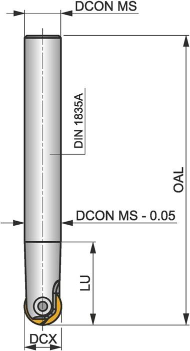Kopierschaftfräser ISO 16K2R035A16-SRC16-A D.16mm Schneid-D.16mm PRAMET