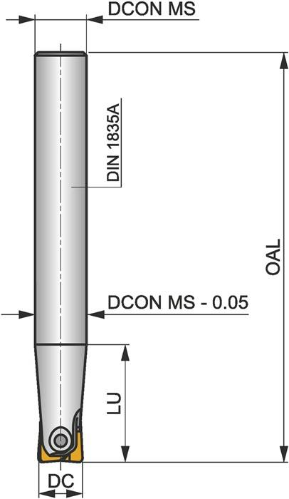 Kopierschaftfräser ISO 12K2R030A12-SLC12-A D.12mm Schneid-D.12mm PRAMET