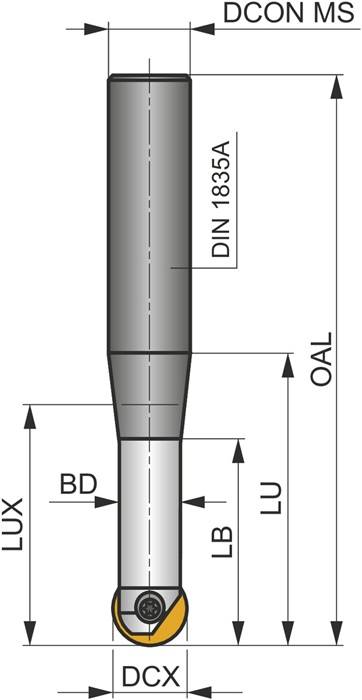 Kopierschaftfräser ISO PPH-08/02-QC12-132HSCW D.12mm Schneid-D.8mm PRAMET