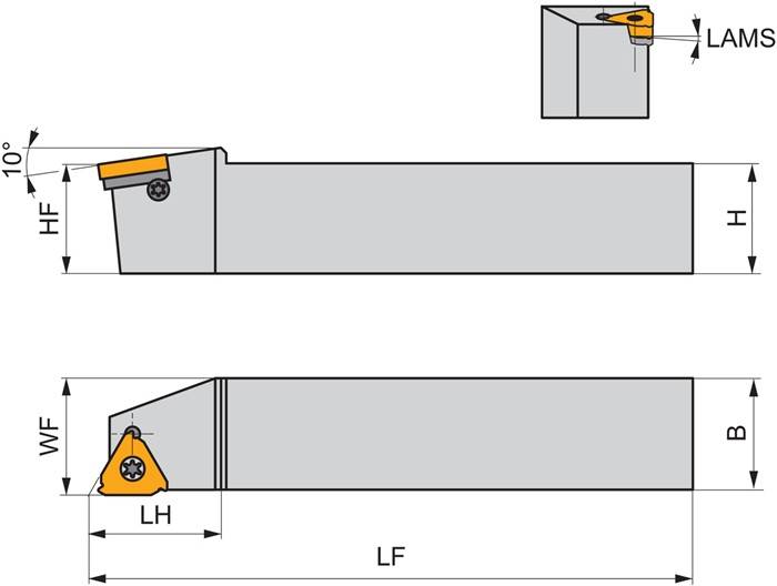 Gewindedrehhalter ISO SEL 2020 K 16 Funktions-L. 125mm Linkslauf PRAMET