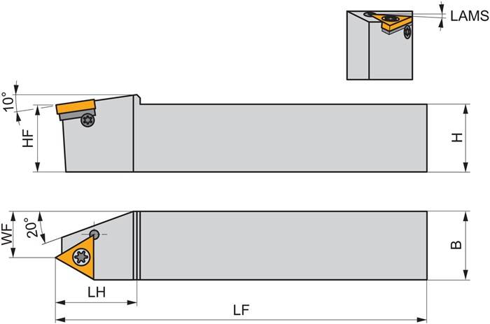 Gewindedrehhalter ISO SEL-S 2525 M 22-A Funktions-L. 150mm Linkslauf PRAMET