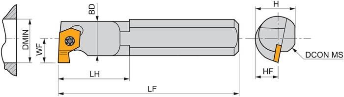 Einstechbohrstange ISO P61.SGL-0012M-06/1 D.12mm Linkslauf PRAMET