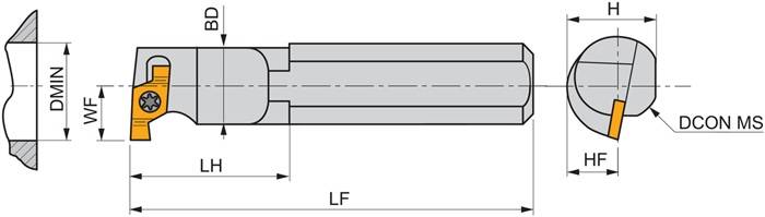 Einstechbohrstange ISO P61.SGR-A-0032T-06 D.32mm Rechtslauf PRAMET