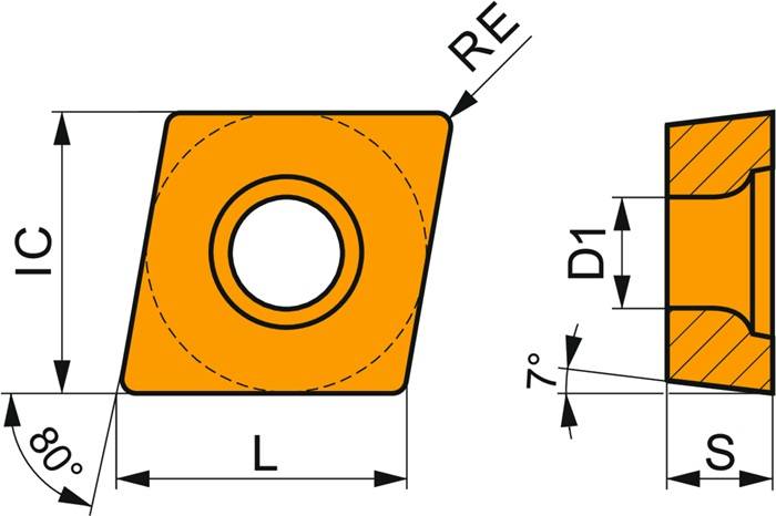 Drehwendeschneidplatte ISO CCMT 120404E-FM:T8415 D.5,5mm PVD beschichtet PRAMET