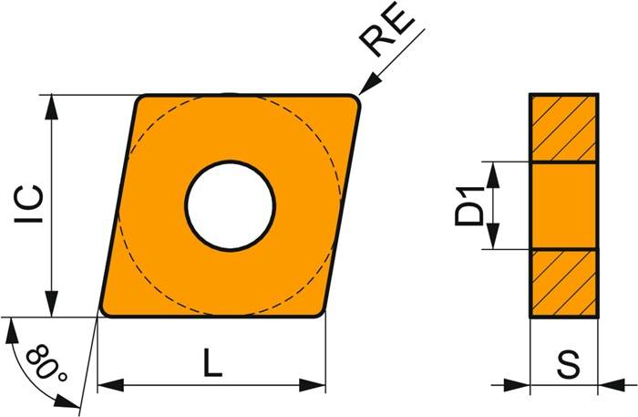 Drehwendeschneidplatte ISO CNGA 120404 T02020:TC100 Bohrungs-D. 5,16mm PRAMET