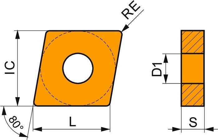 Drehwendeschneidplatte ISO CNMA 190616S:T5305 D.7,94mm MT-CVD beschichtet PRAMET