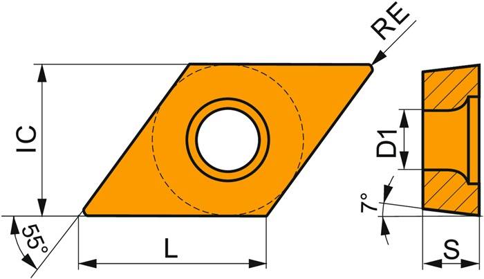 Drehwendeschneidplatte ISO DCMT 11T304E-FM2:T6310 D. 4,4mm PVD beschichtet
