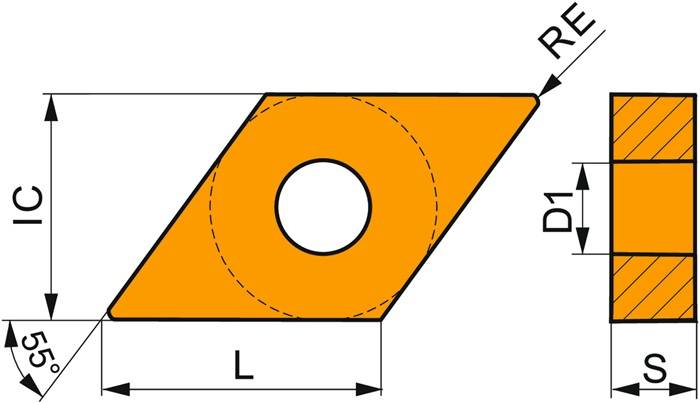 Drehwendeschneidplatte ISO DNGA 150408 S02020:TC100 Bohrungs-D. 5,16mm PRAMET