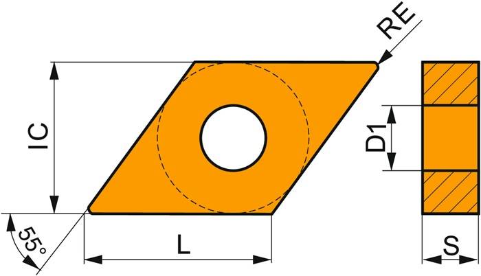 Drehwendeschneidplatte ISO DNMG 150608E-SM:T9325 D. 5,16mm MT-CVD beschichtet