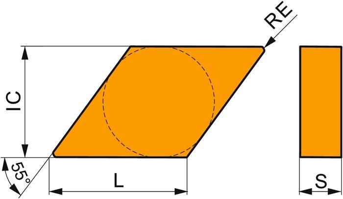Drehwendeschneidplatte ISO DNGN 150408 T01020:TC100 Innenkreis-D. 12,7mm PRAMET