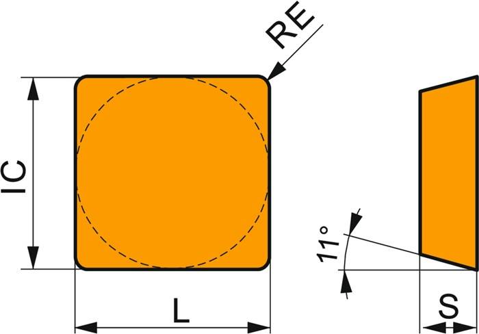 Drehwendeschneidplatte ISO SPMR 120304E-48:T9325 Tiefe 8mm MT-CVD beschichtet