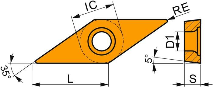 Drehwendeschneidplatte ISO VBMT 160412E-UR:T8430 D.4,4mm PVD beschichtet PRAMET