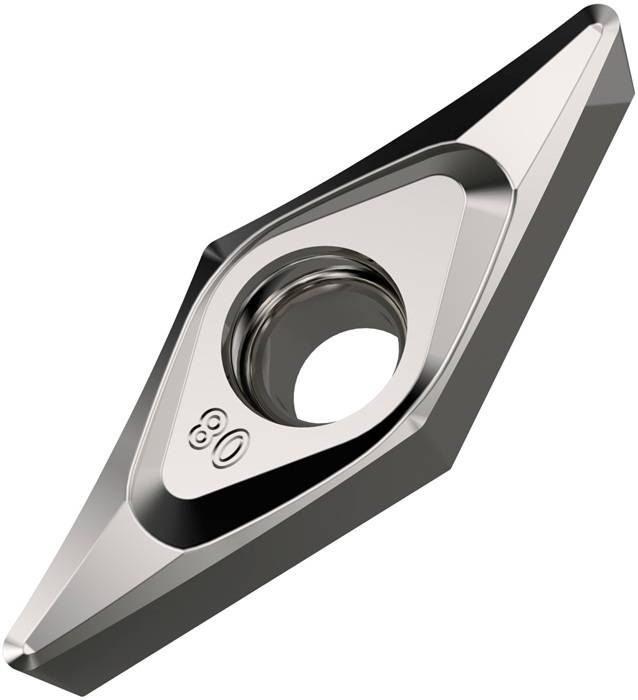 Drehwendeschneidplatte ISO VCGT 130302E-SF3:H07 Bohrungs-D. 3,4mm Farbe Silber