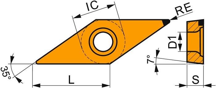 Drehwendeschneidplatte ISO VCMW 160404FN:PD1 Bohrungs-D. 4,4mm Farbe Dunkelgrau