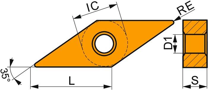 Drehwendeschneidplatte ISO VNMG 160408E-SF:T8415 Bohrungs-D. 3,81mm PVD PRAMET