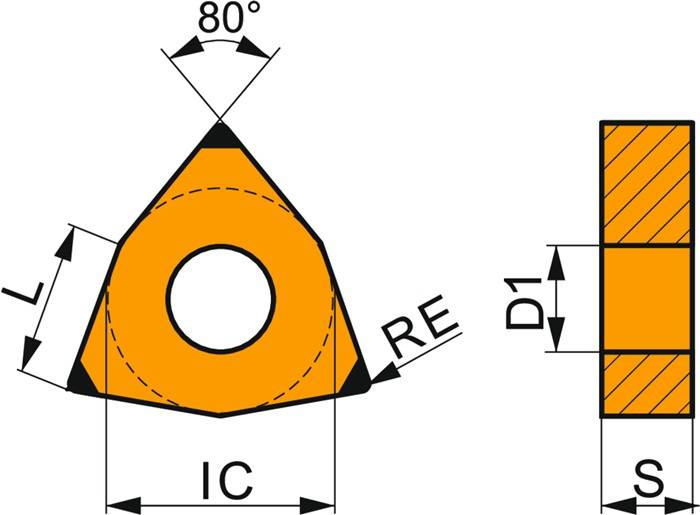Drehwendeschneidplatte ISO WNGA 080408S01020C:TB310 Bohrungs-D. 5,16mm PRAMET